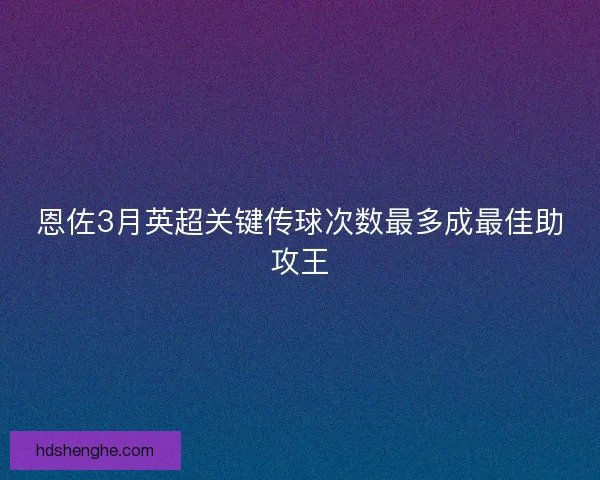 恩佐3月英超关键传球次数最多成最佳助攻王